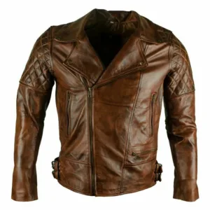 Men's Genuine Lambskin Leather Vintage Motorcycle Jacket