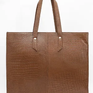 Leather Tote Bag Croc Ladies Handbag Party