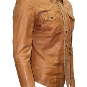 Men's Genuine Lambskin Leather Shirt Jacket