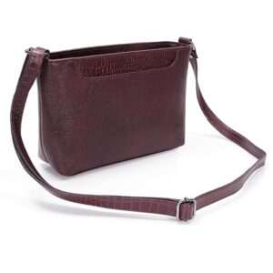 Zip Top Leather Sling Bag for Women Brown Croco