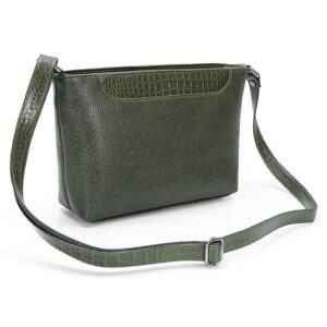 Leather Sling Bag Women Green Croco