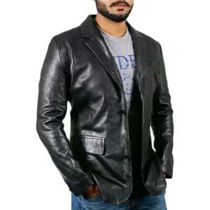 Men Leather Causal Blazer Winter Party Coat