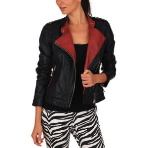 Women Black Leather Biker Jacket