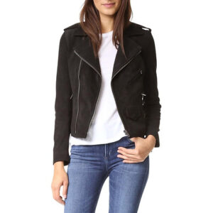 Biker Jacket Suede Leather Black