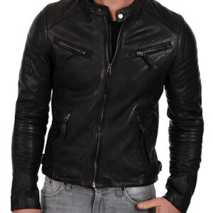 Leather Jacket Biker Men's Winter