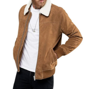 Suede Leather Jacket Men Biker