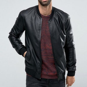 Black Leather Bomber Jacket
