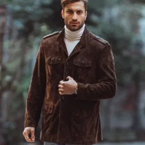 Brown Field Leather Jacket Men Pure Suede