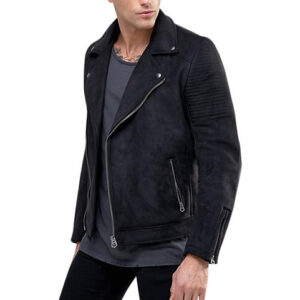 Men Suede Leather Jacket Biker