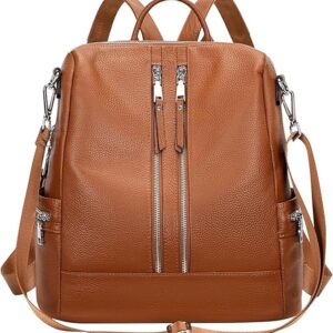 Leather backpacks purse for women, girls college shoulder bags, crossbody handbags with laptop compartment