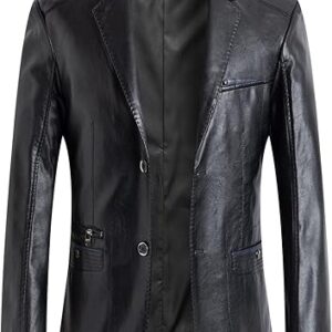 Black Leather Blazer Men's Causal Coat