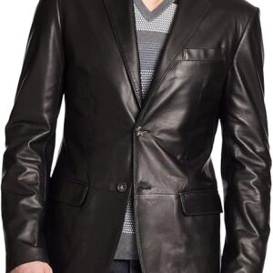 Men Leather Blazer Winter Coat