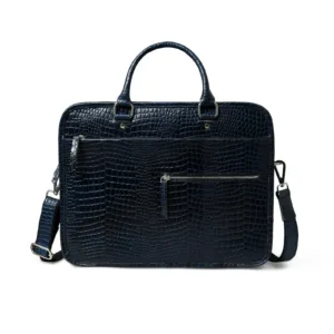 Croco Leather Office Bag Laptop Bag Blue