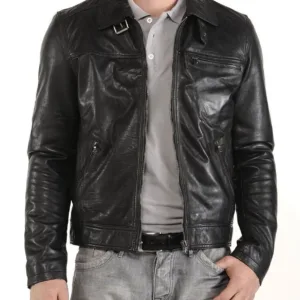 Men Black Jacket Lambskin Leather Black