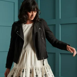 Women Causal Jacket Suede Leather Biker