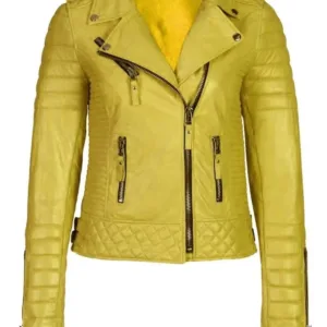 Motorcycle Biker Women Leather Yellow