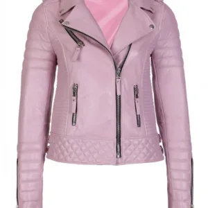 Women Barbie Pink Biker Jacket Winter
