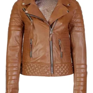 Women Motorcycle Biker Leather Jacket Winter