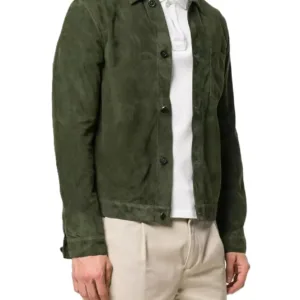 Suede Leather Shirt Jacket Men