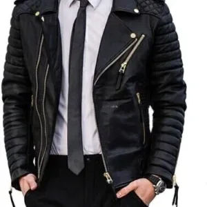 Black Motorcycle Jacket Black Leather